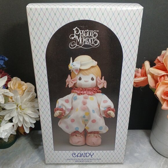 Candy The Girl Clown 13" Porcelain Doll, 1986 Precious Moments NWT Orig Box COA - Picture 1 of 10